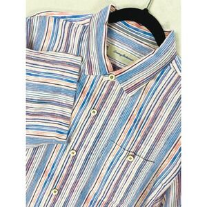 Tommy Bahama ISLAND ZONE Shirt Mens Large Silk Blend‎ Striped